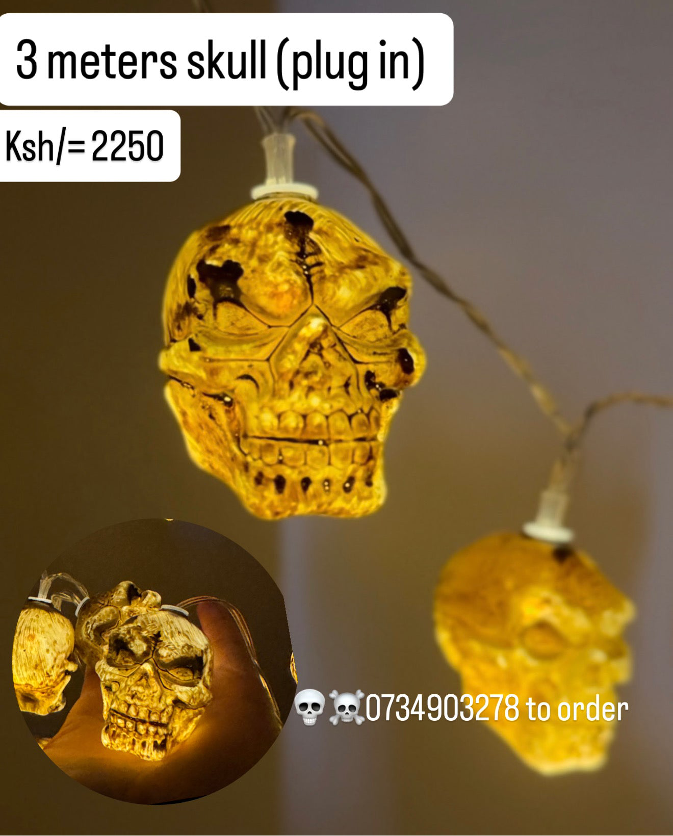 Skeleton skull halloween 3 meter lights