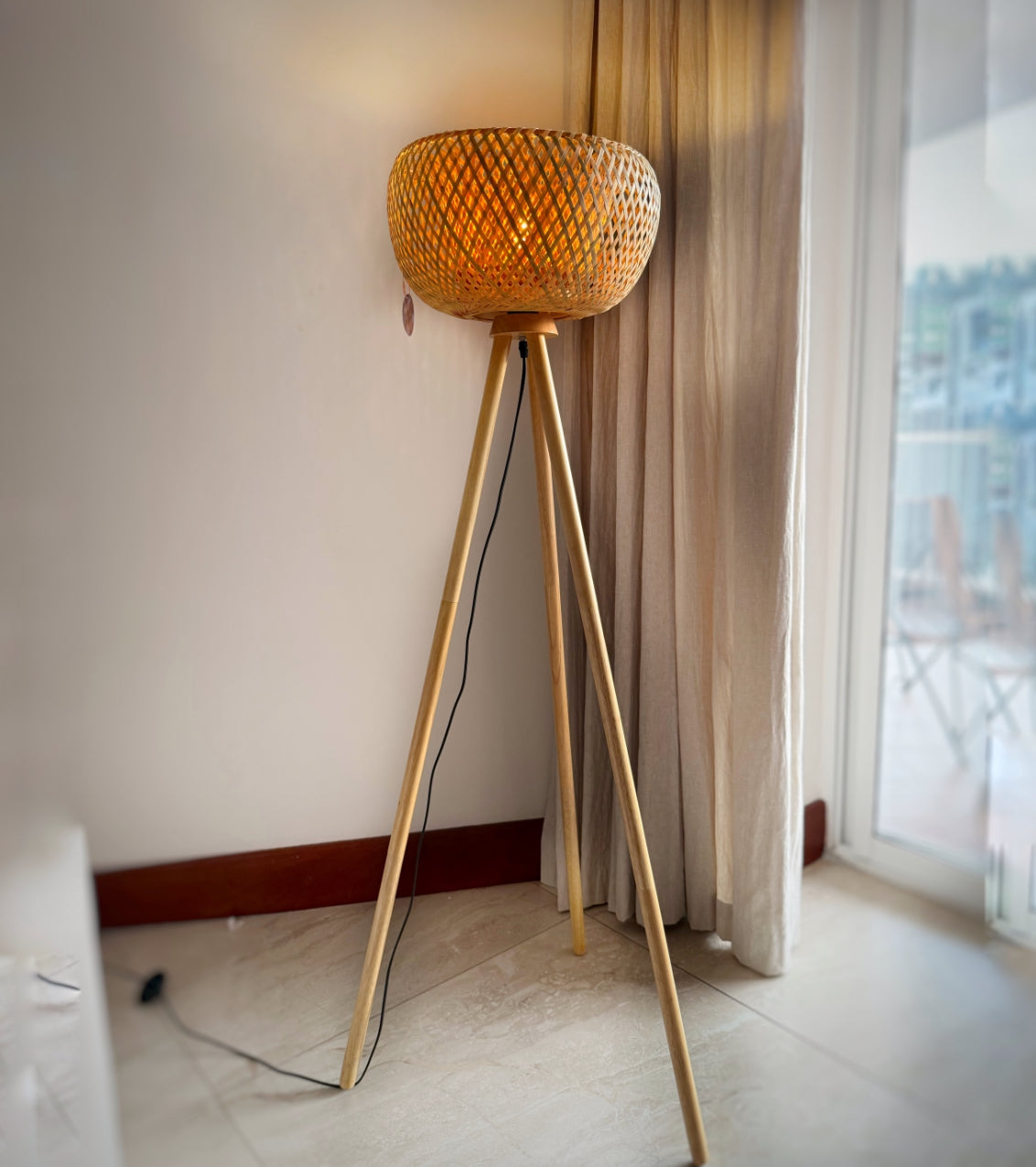 Bamboo Rattan Tripod #0508