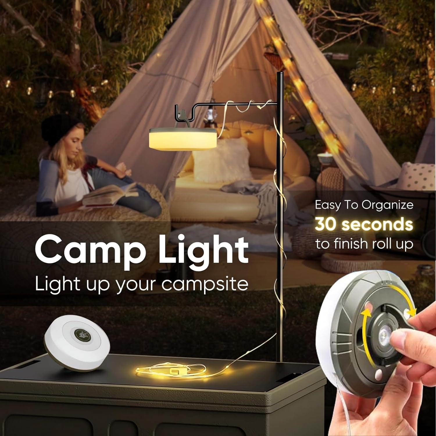 10 meter Retractable fairy light (Rechargeable)