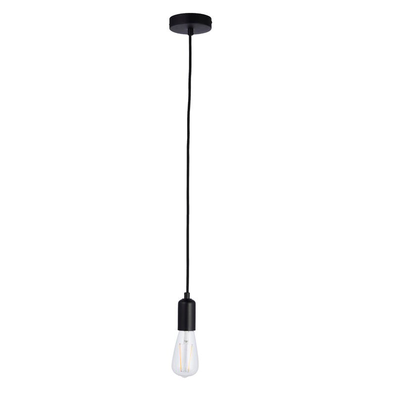 #0488 Single black pendant holder with bulb
