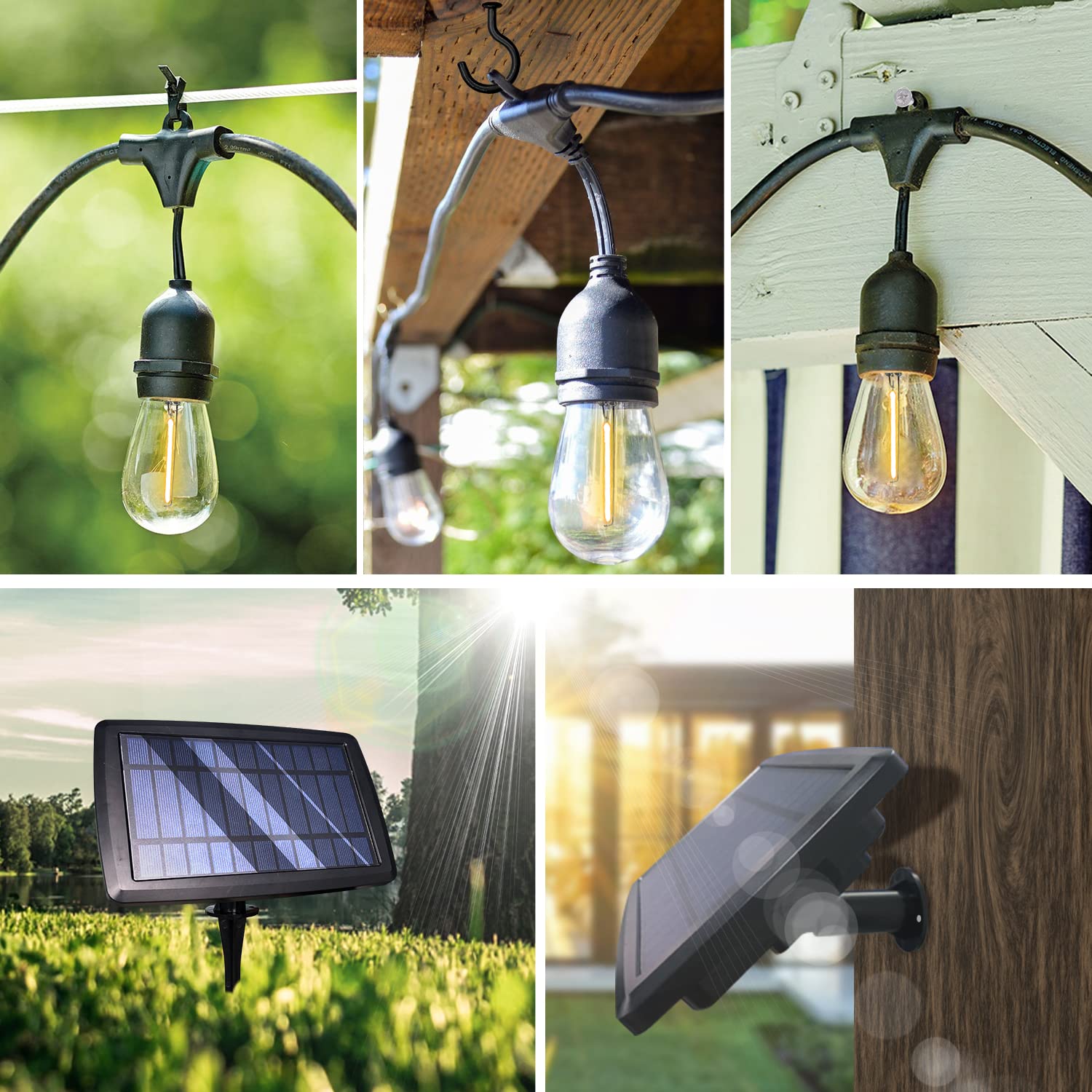 48FT S14 Solar string Light with Backup charging port