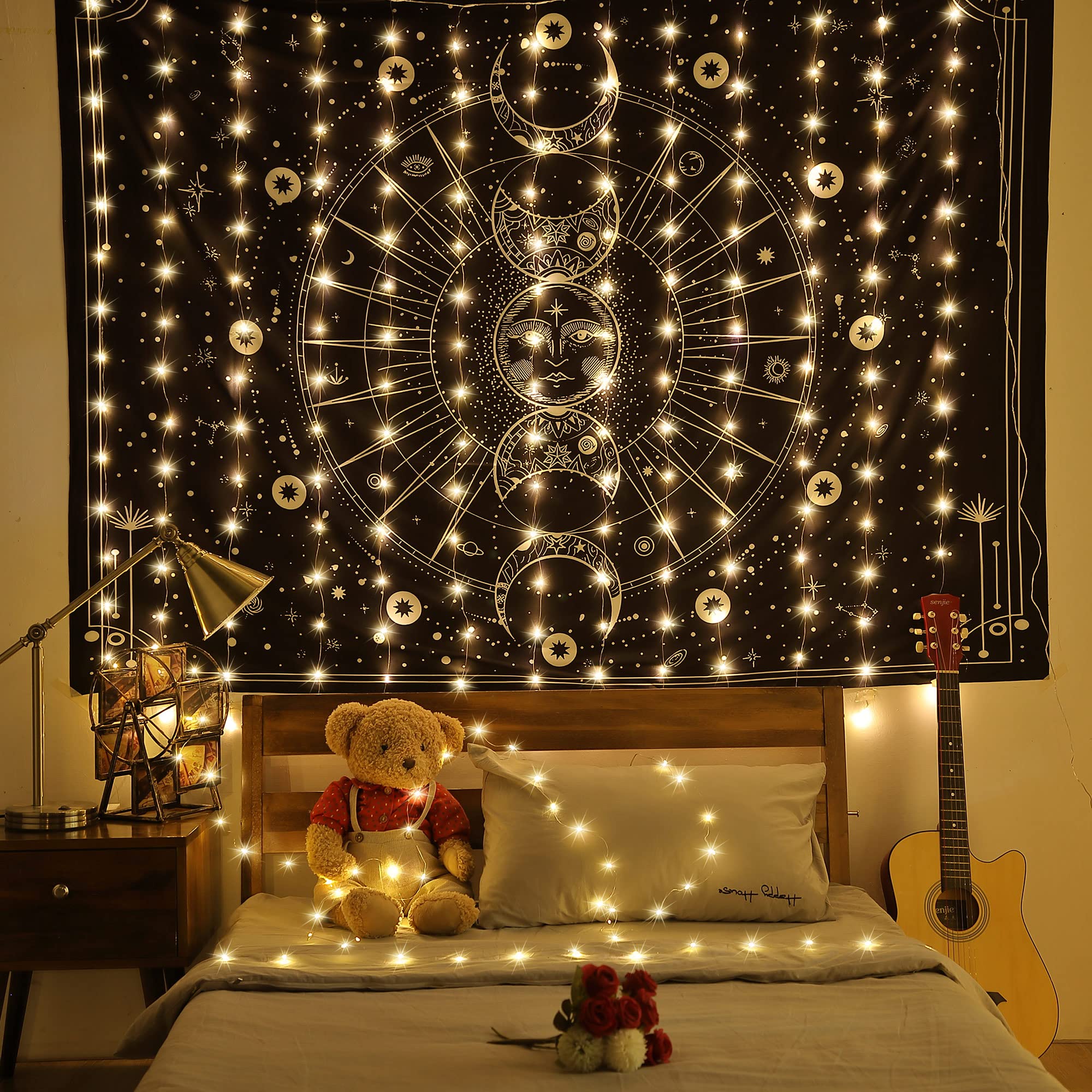Copper wire curtain light with remote