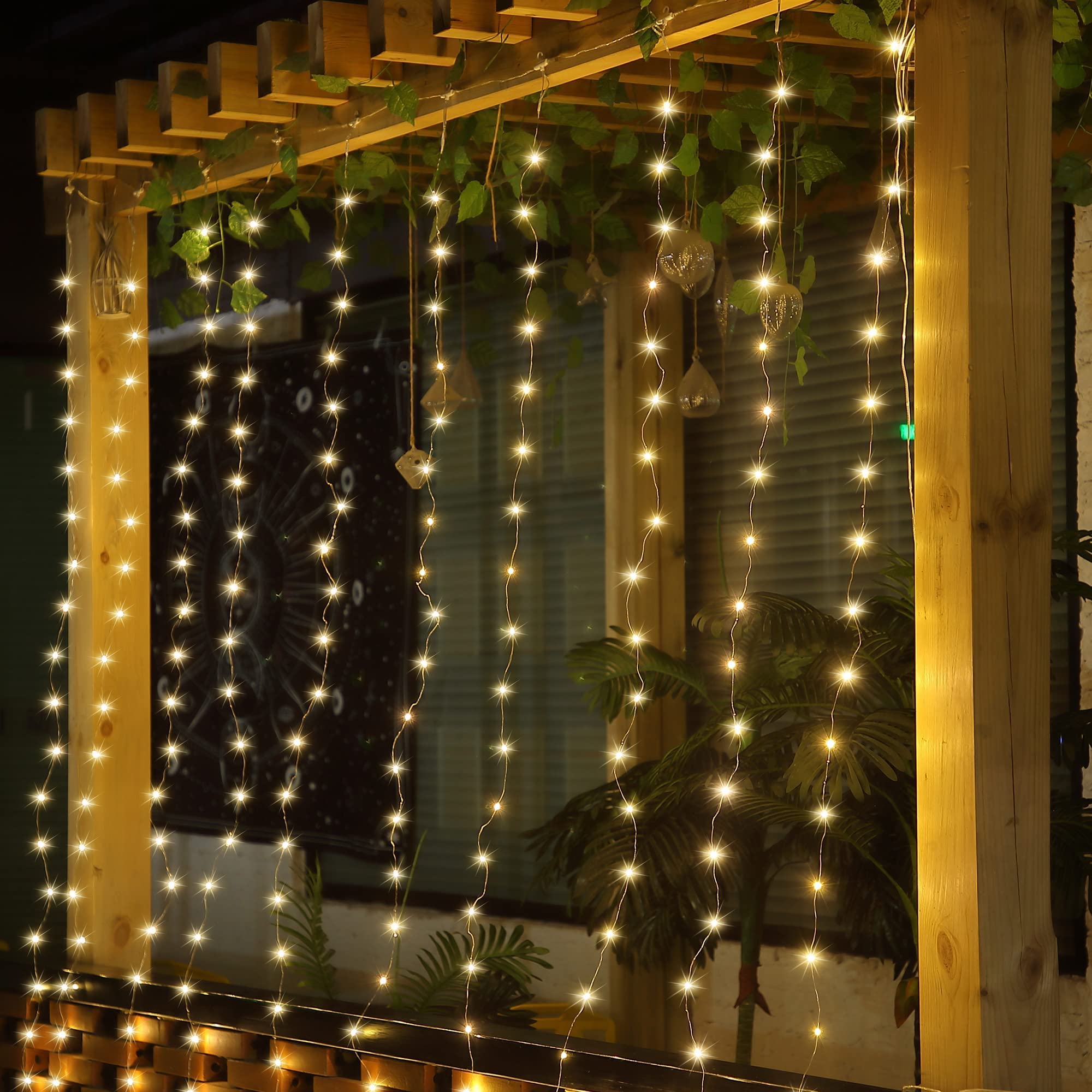 Copper wire curtain light with remote