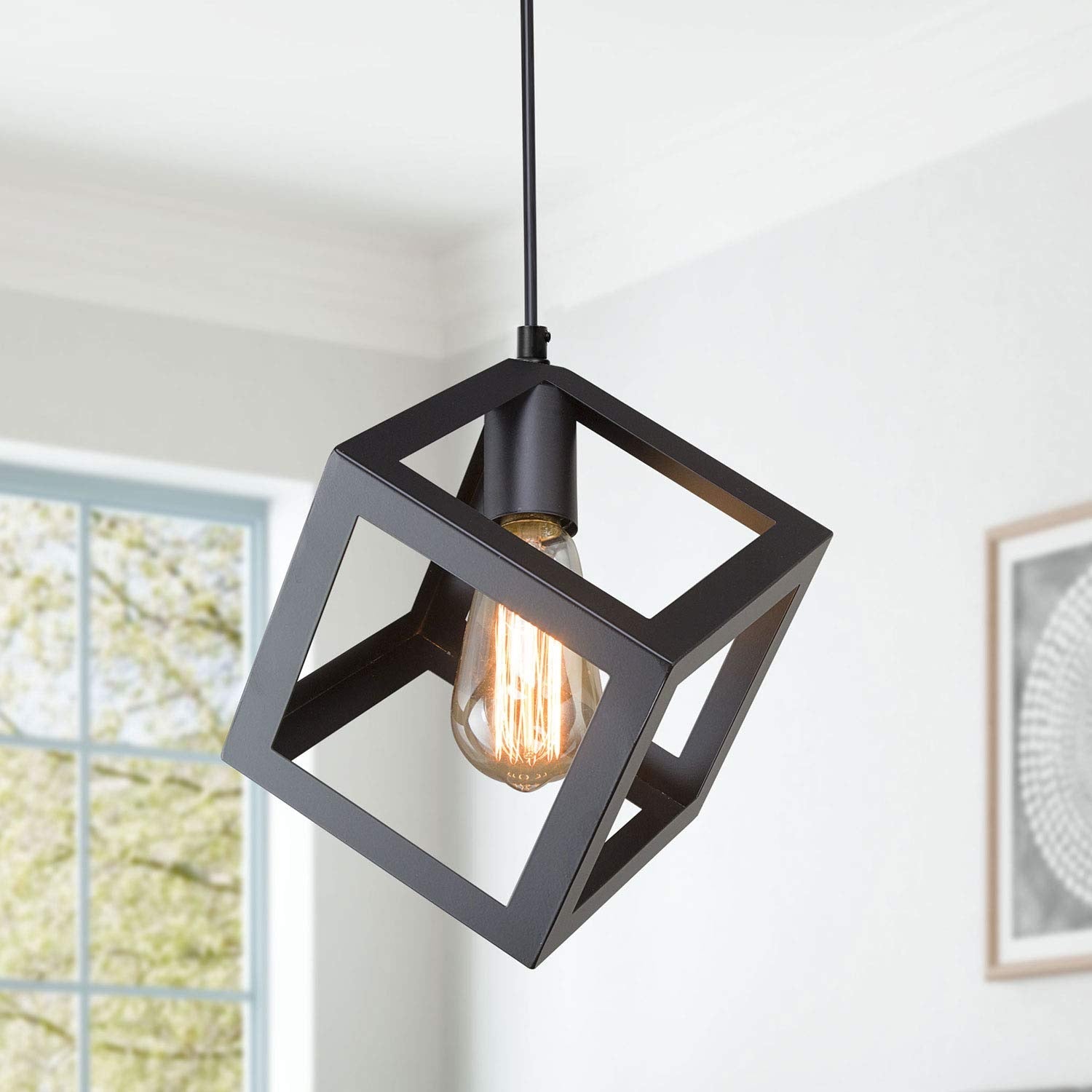 Cube Pendant with bulb