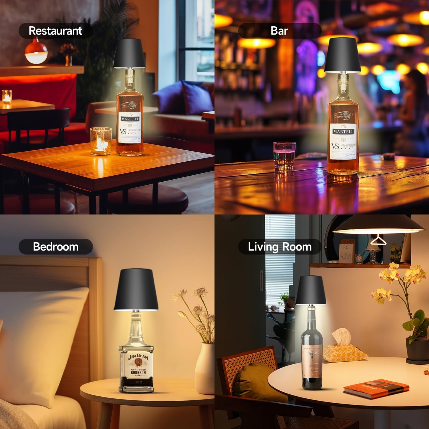 CORK BLACK rechargeable wireless/cordless restaurant table lamp