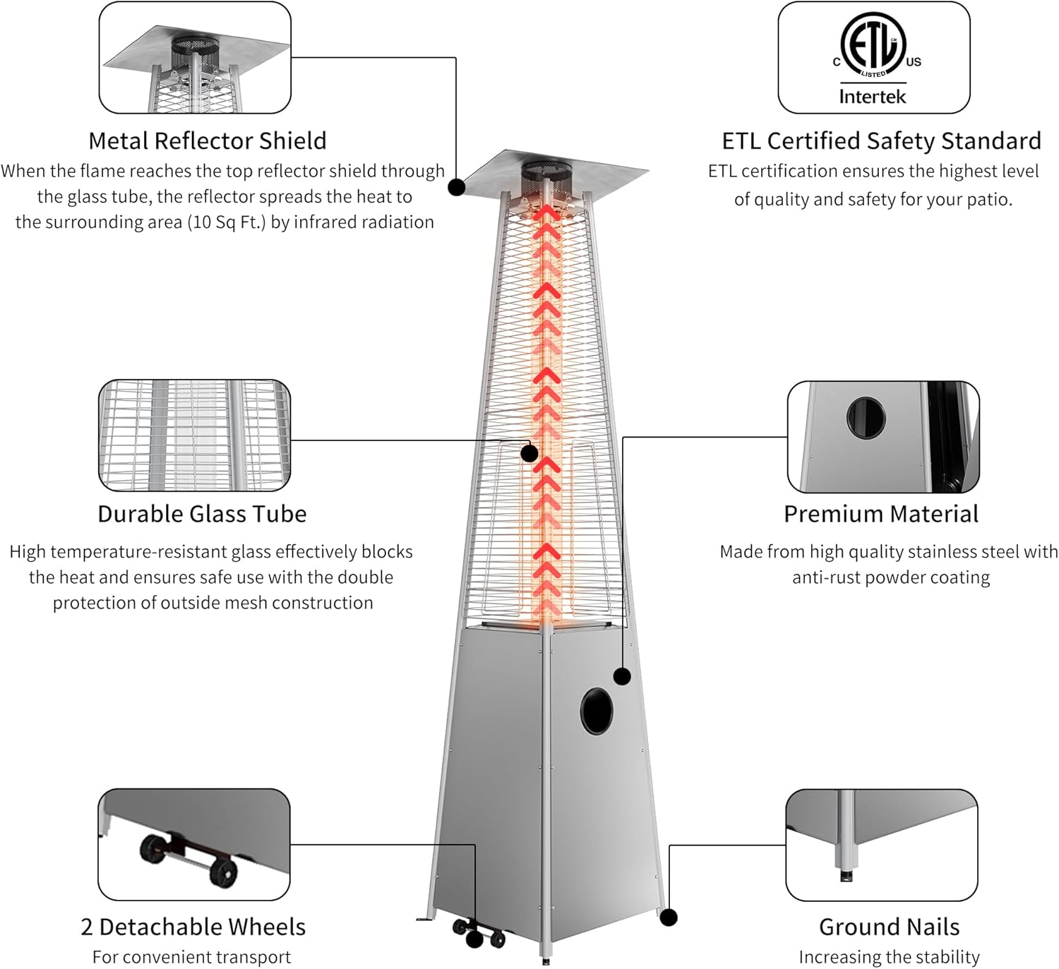 STAINLESS STEEL PATIO HEATER (GAS)