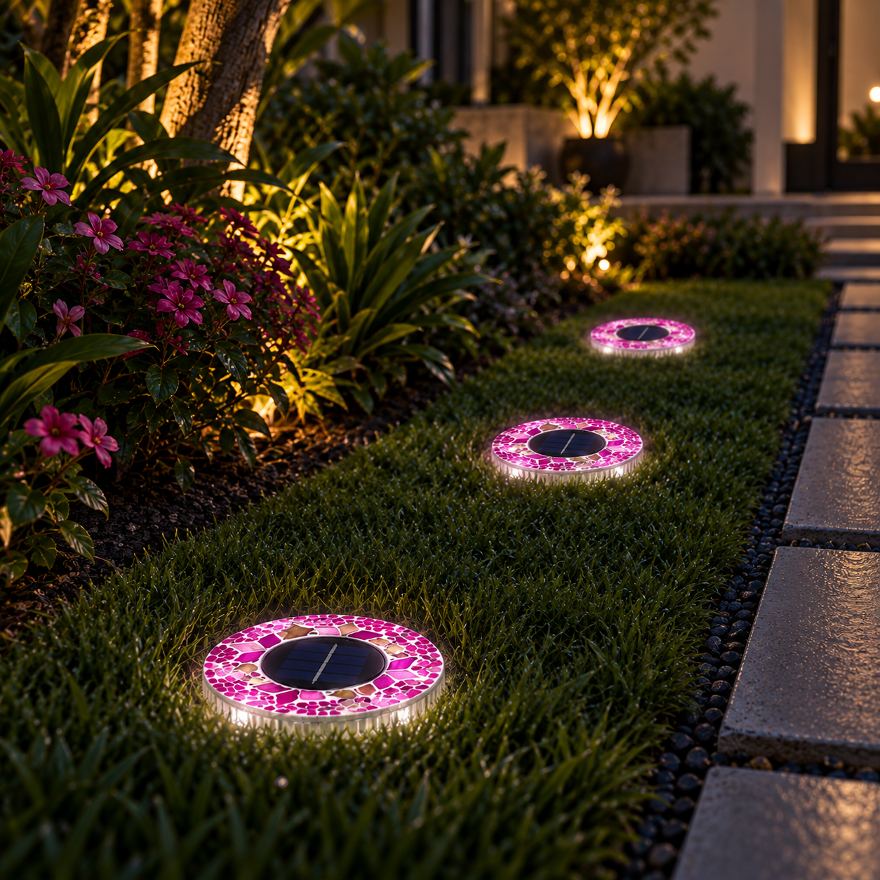 Solar inground Pink Mosaic (4 pack)