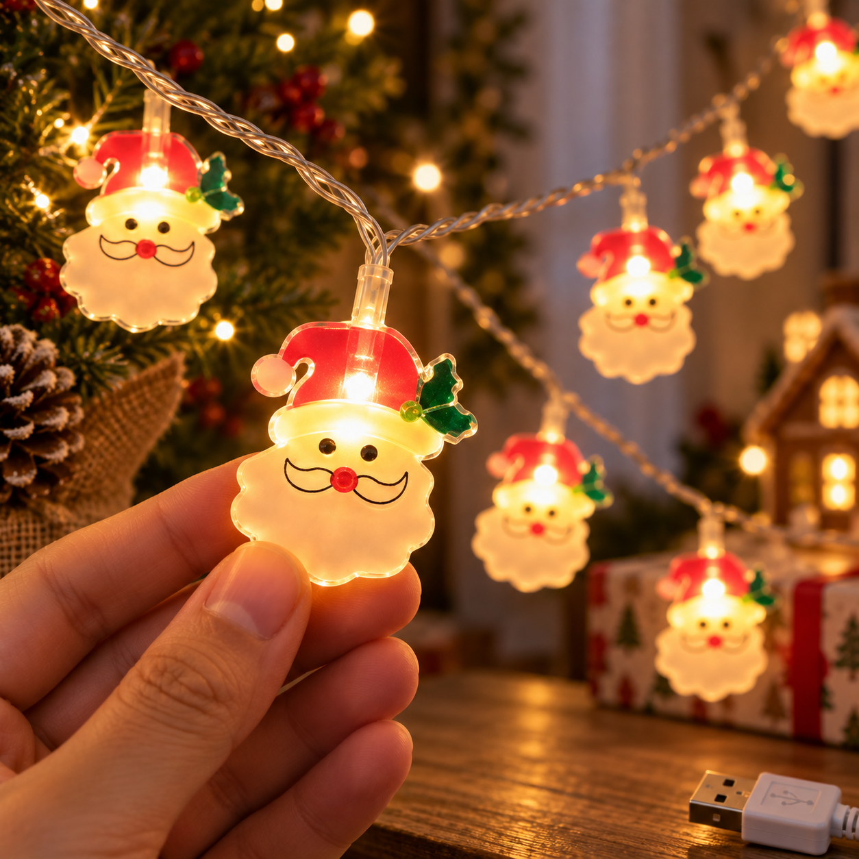 10M Santa festive light usb (free adapter included)