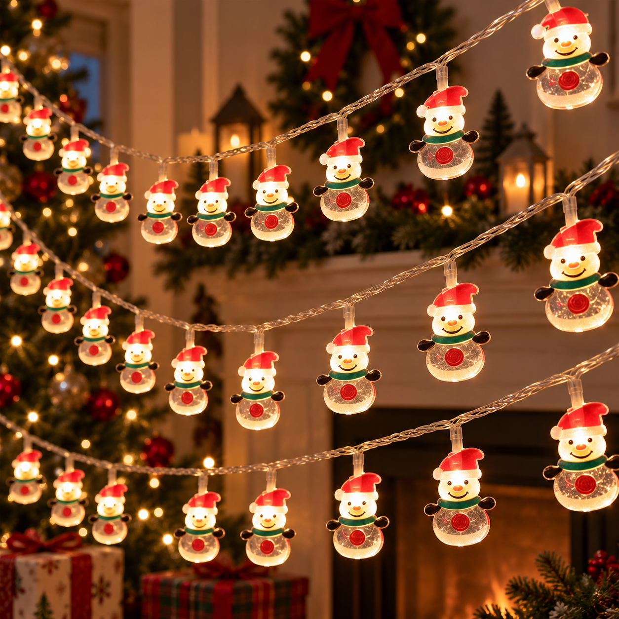 10M Snowman festive light usb (free adapter included)