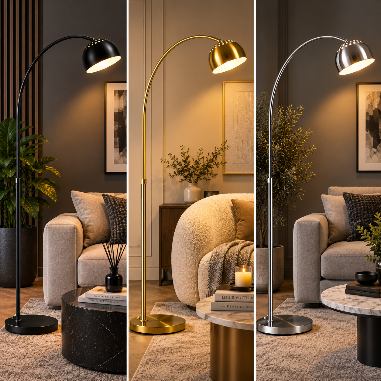 Silver arch floorlamp