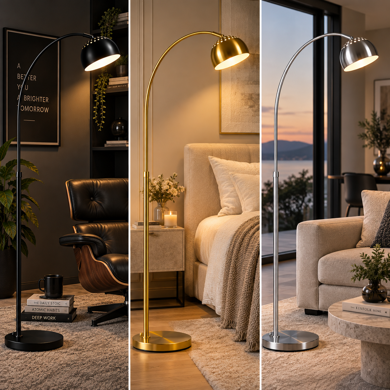 Silver arch floorlamp