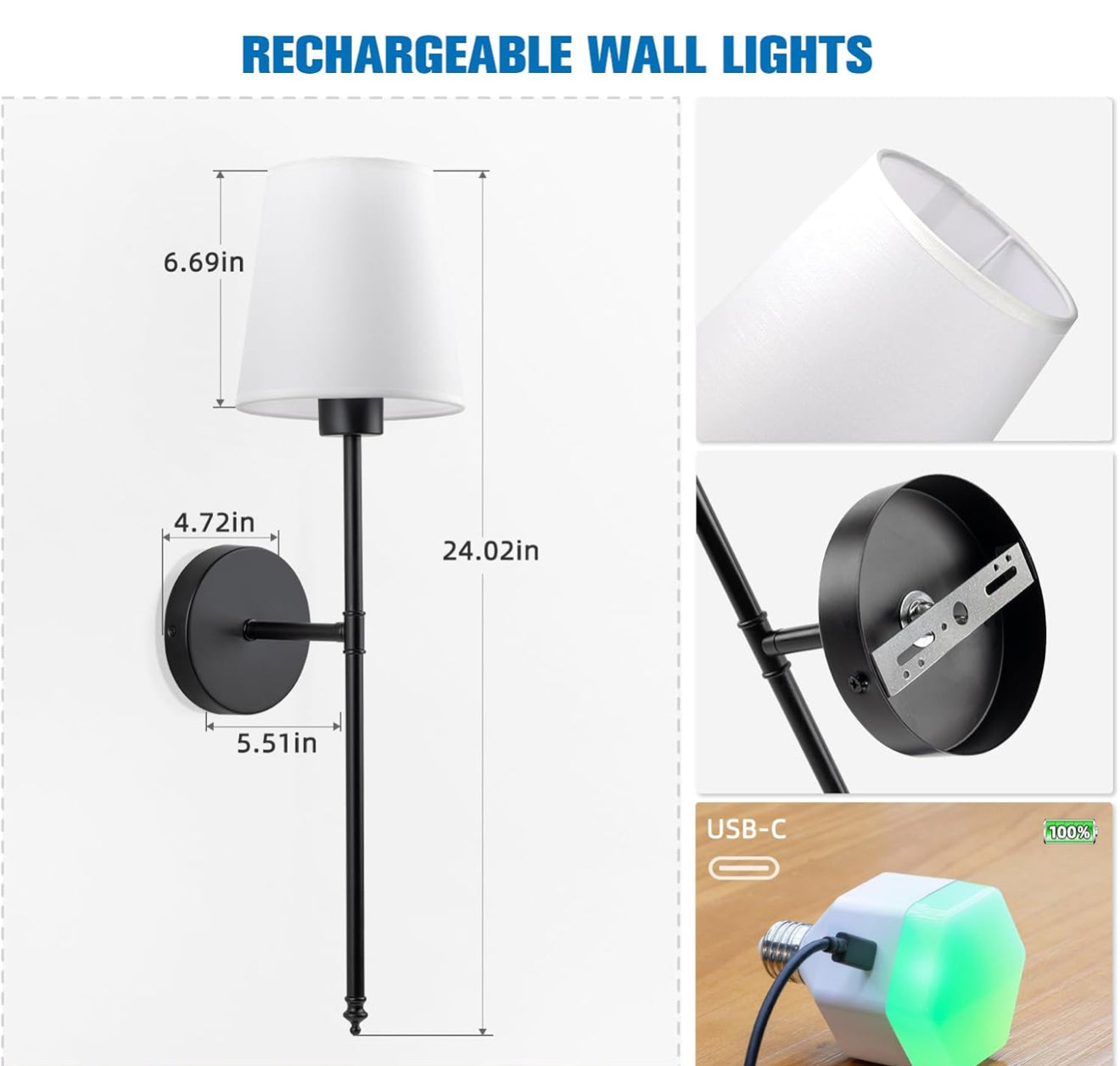 Wireless Wall light high quality rechargeable
