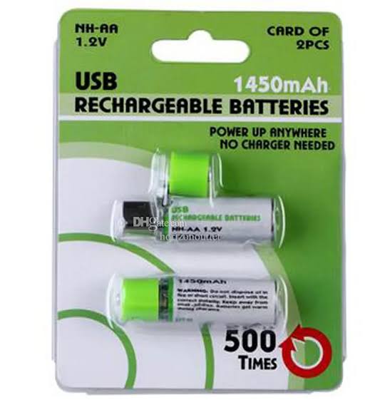 USB rechargeable AA battery’s (pack of 2)