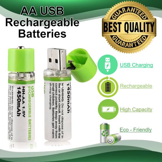 USB rechargeable AA battery’s (pack of 2)