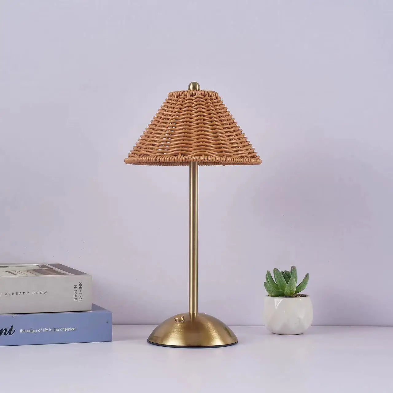 rattan rechargeable wireless/cordless restaurant table lamp
