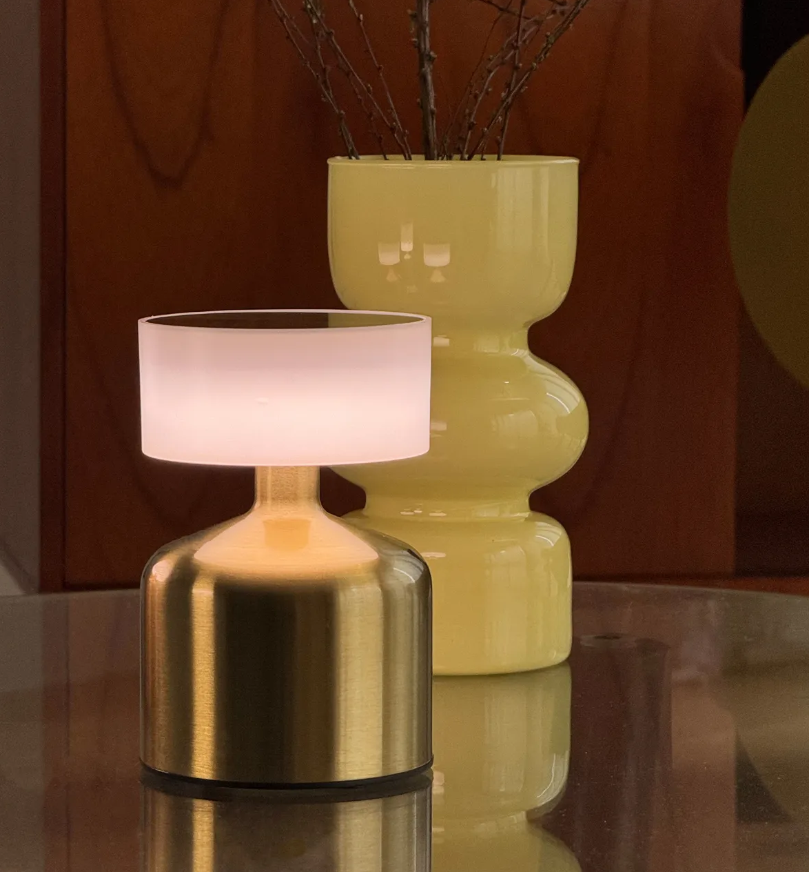 mini gold rechargeable wireless/cordless restaurant table lamp