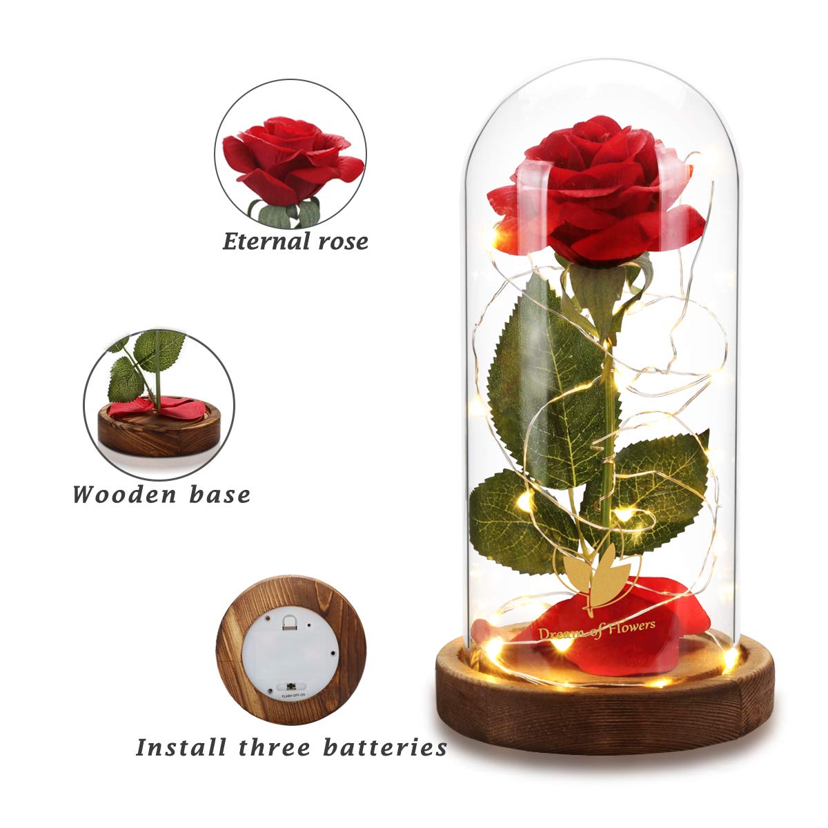 Valentines glass Rose Gift