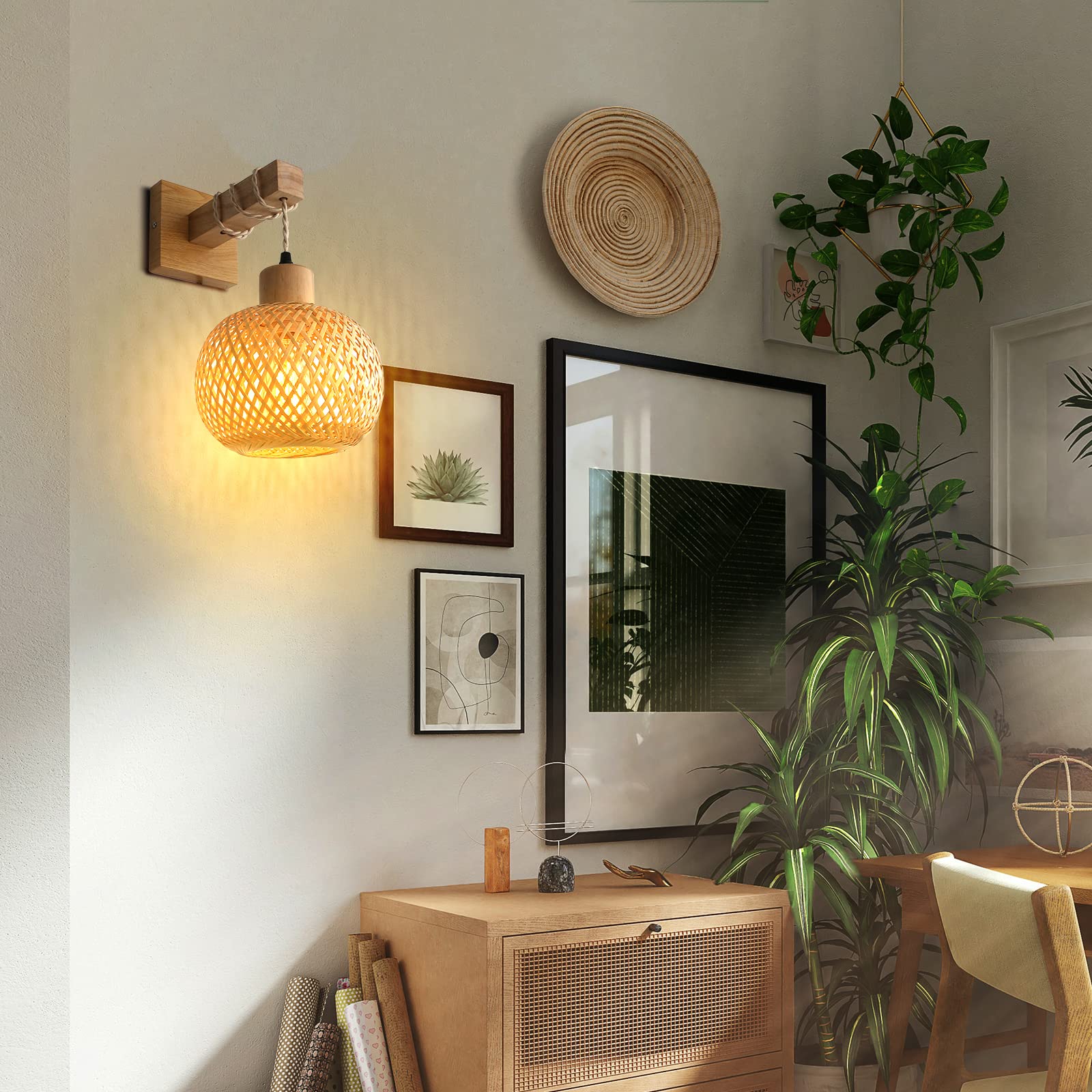 bamboo wall light round