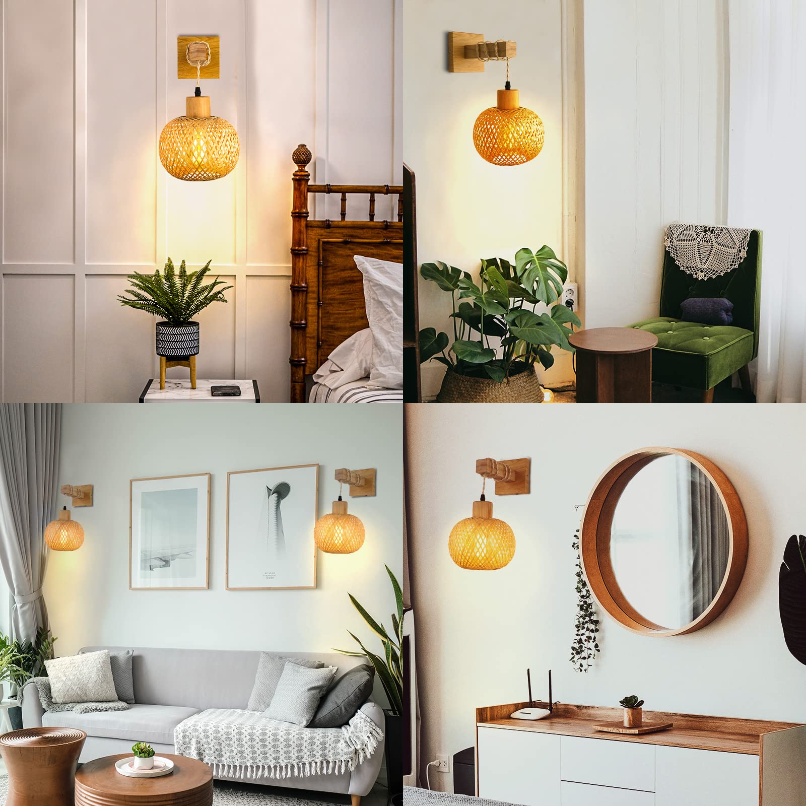 bamboo wall light round