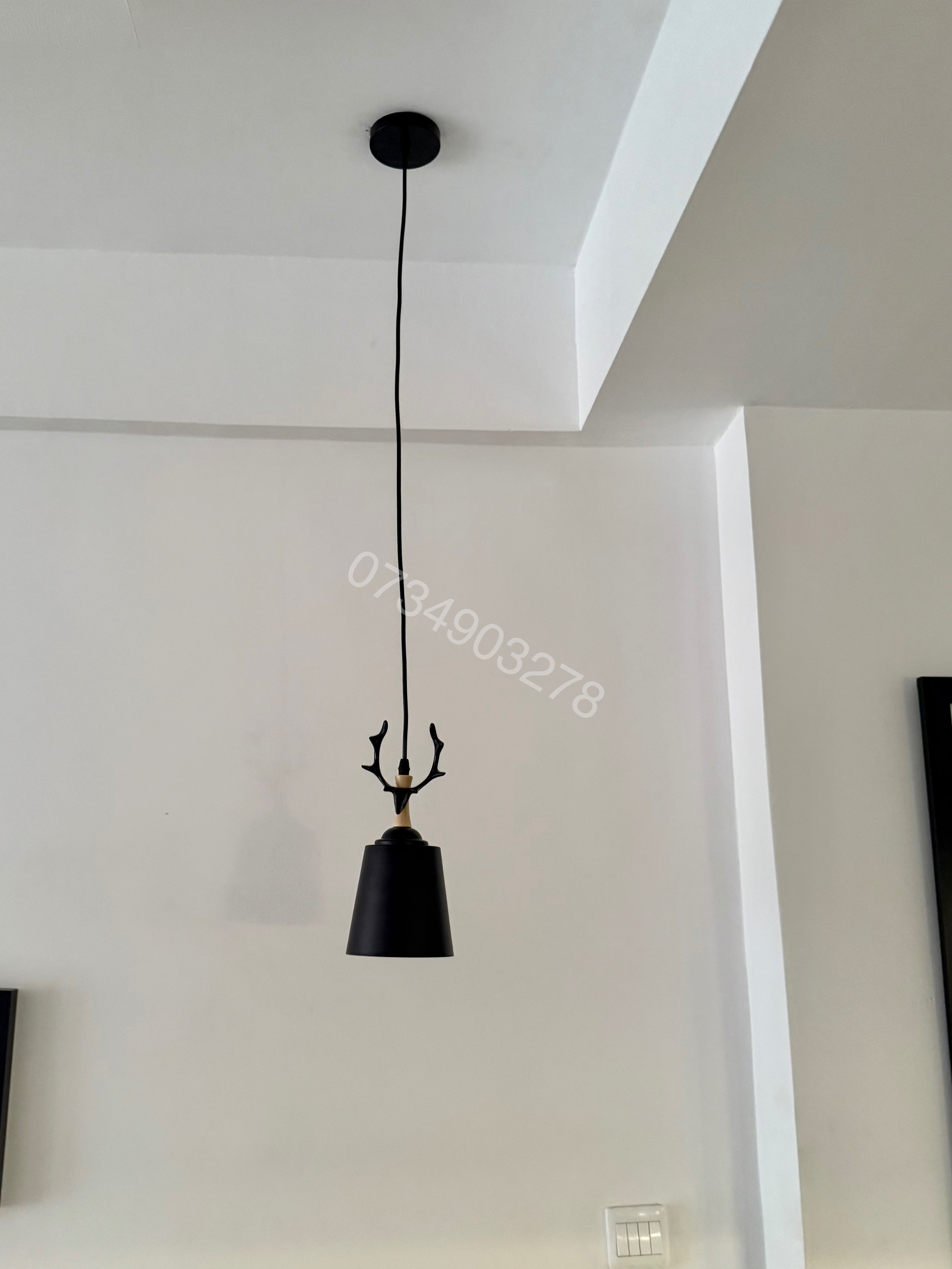 #0766 Antler black pendant