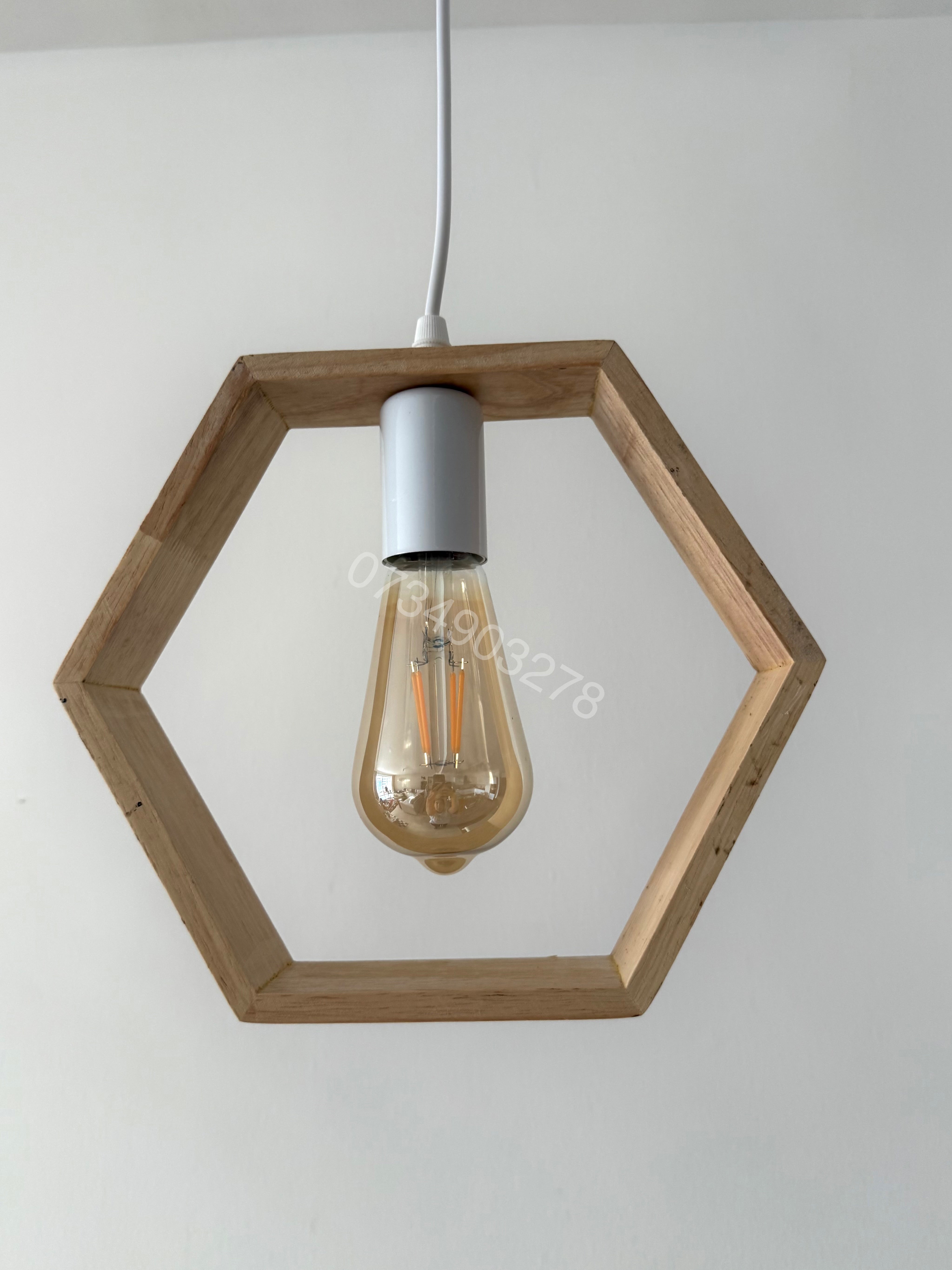 #0776 wooden hexagon pendant