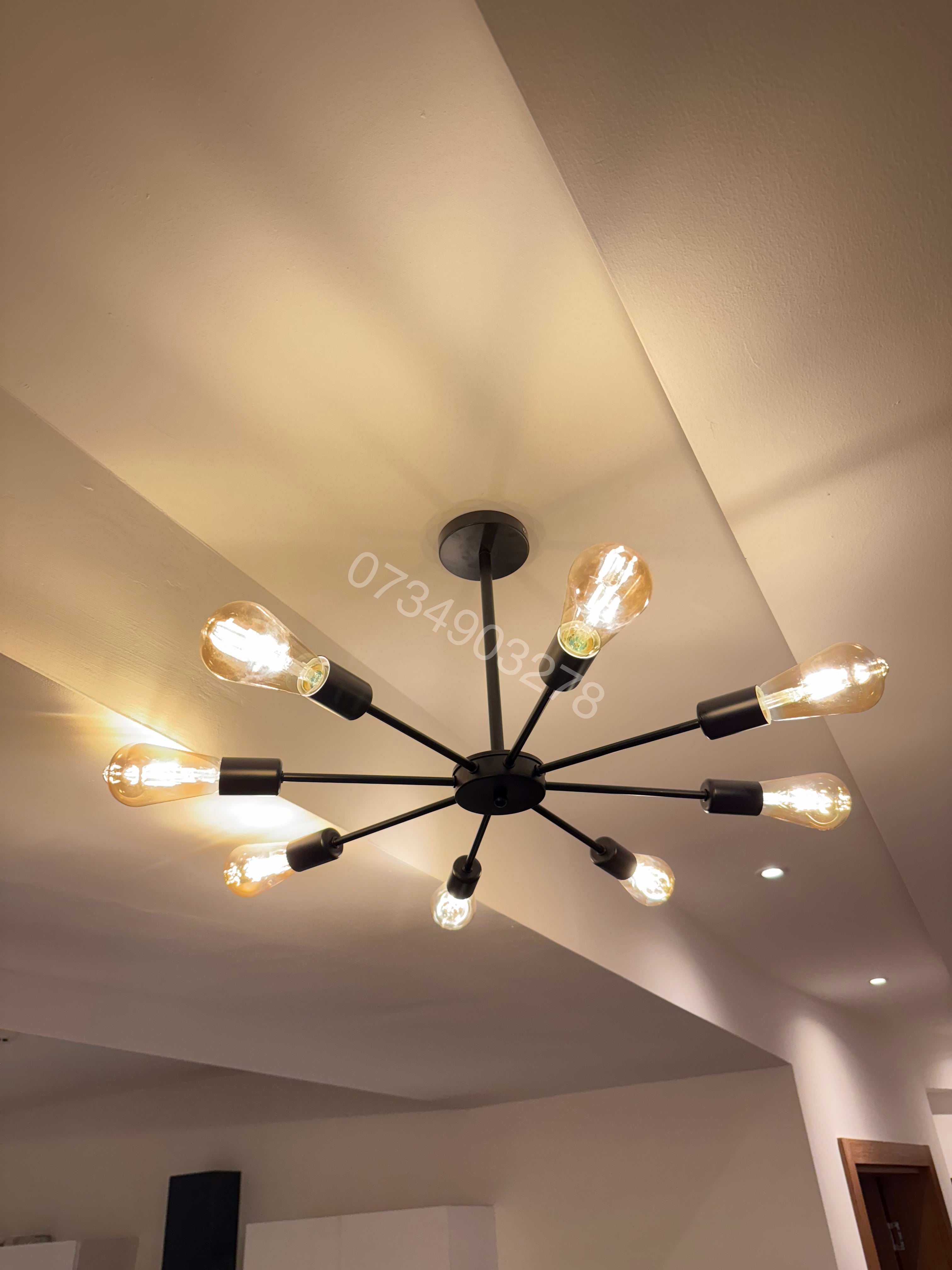 #0782 8 arm black chandelier