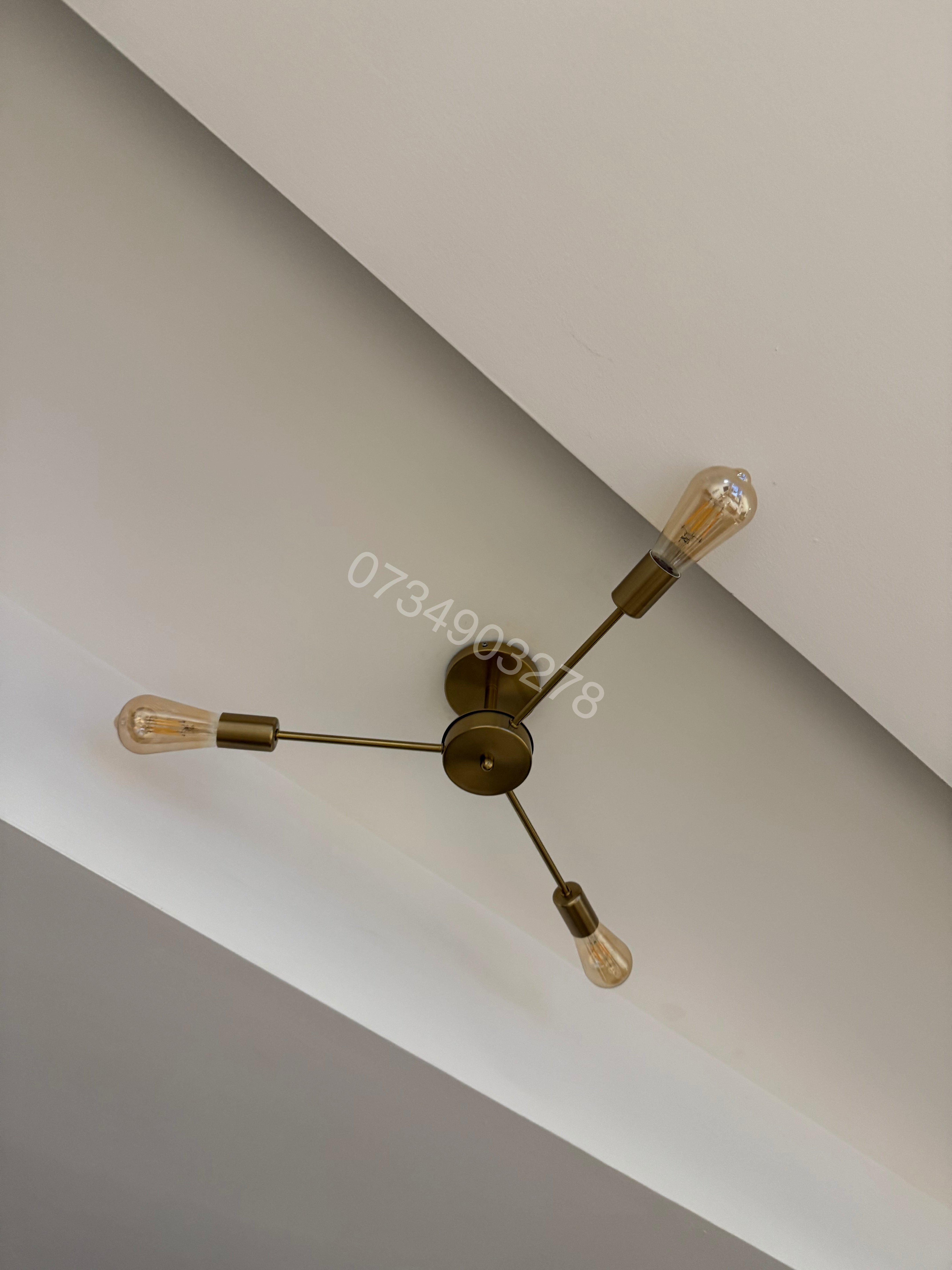 #0781 3 arm gold chandelier
