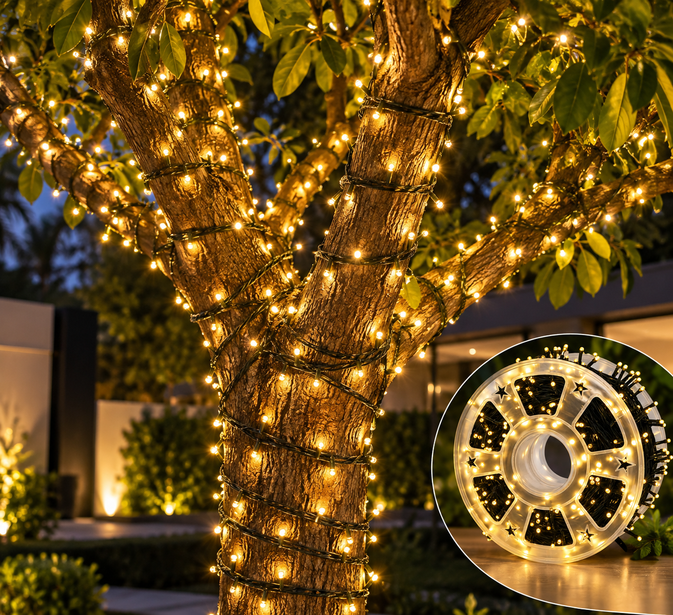 50m Black wire fairy lights warm white (plug in)