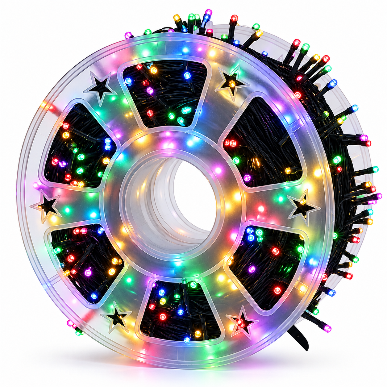 50m Black wire fairy lights in rgb multicolored color (plug In)