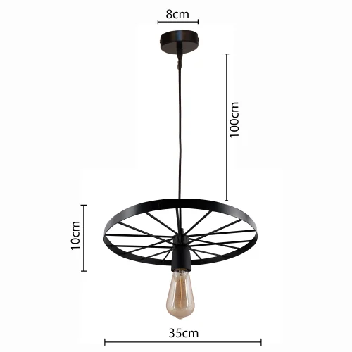 Retro Wheel Pendant with led bulb