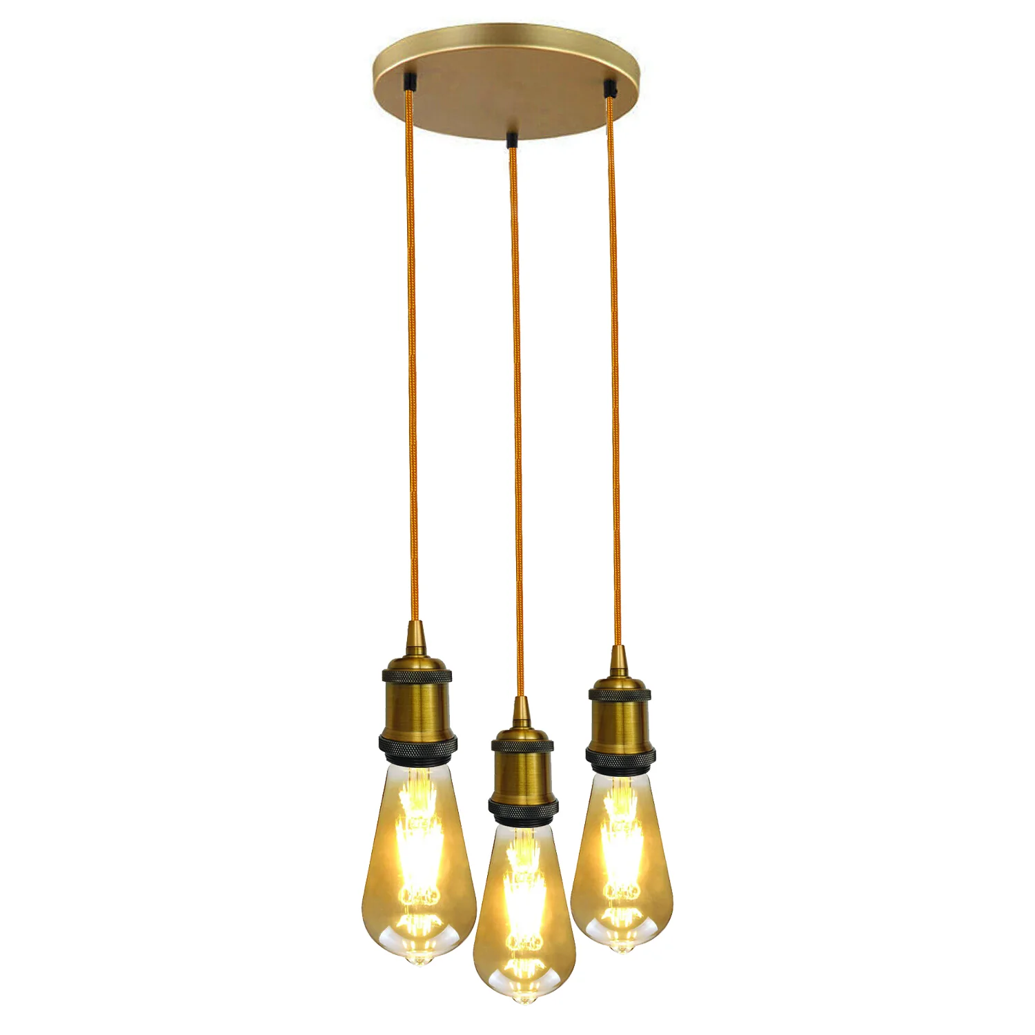 Three bulb chandelier with tinted bulb