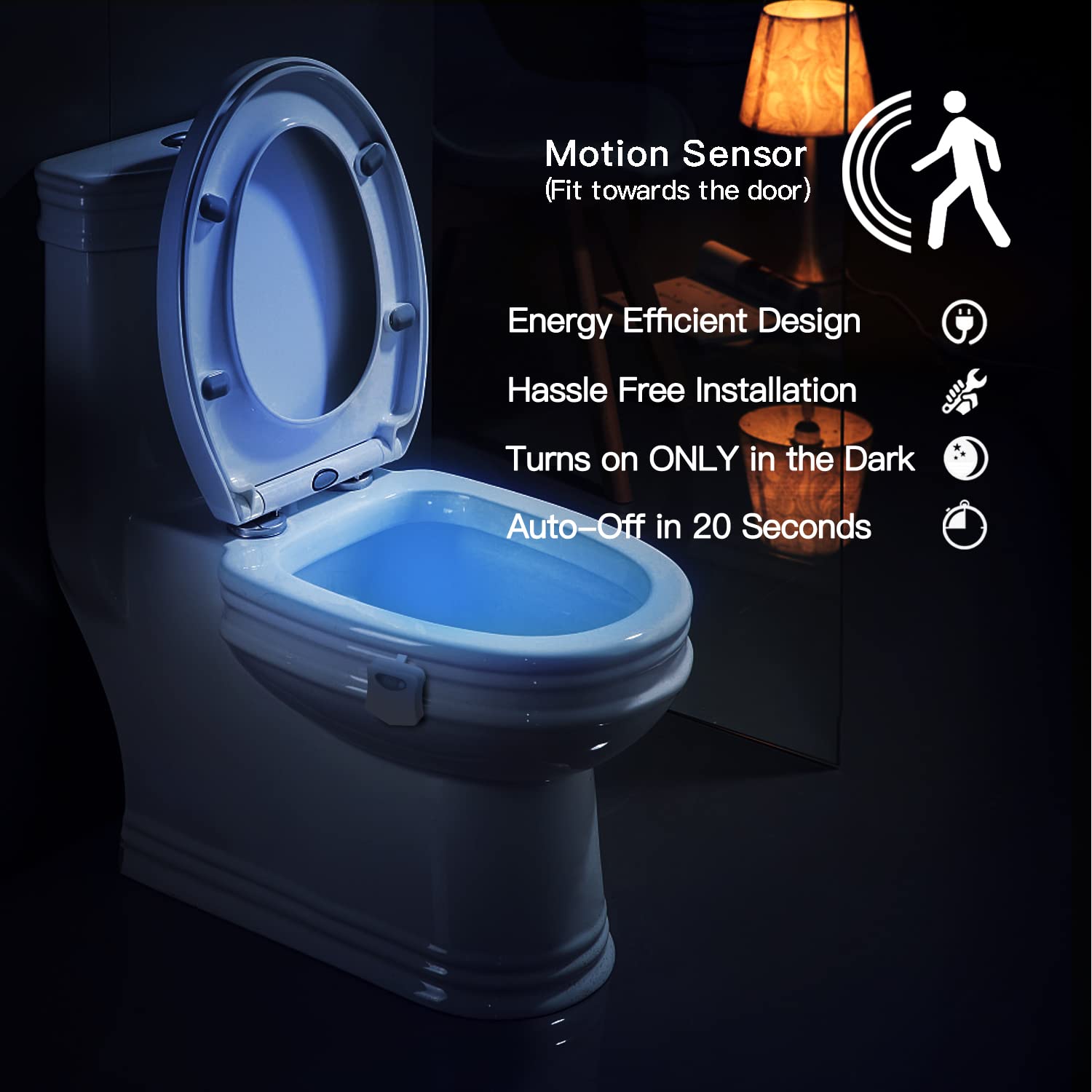 Toilet light with sensor